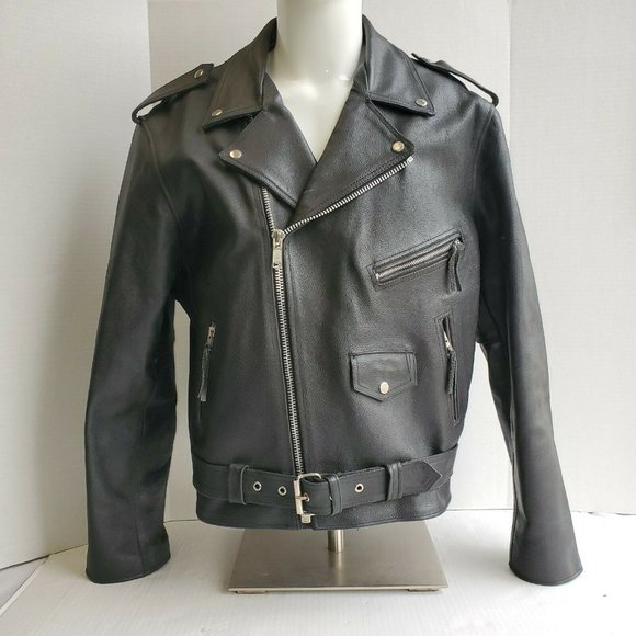 Himalaya Motor BikeWear Leather Biker Motorcycle Jacket Heavy Weight Men's 44 - Picture 1 of 5